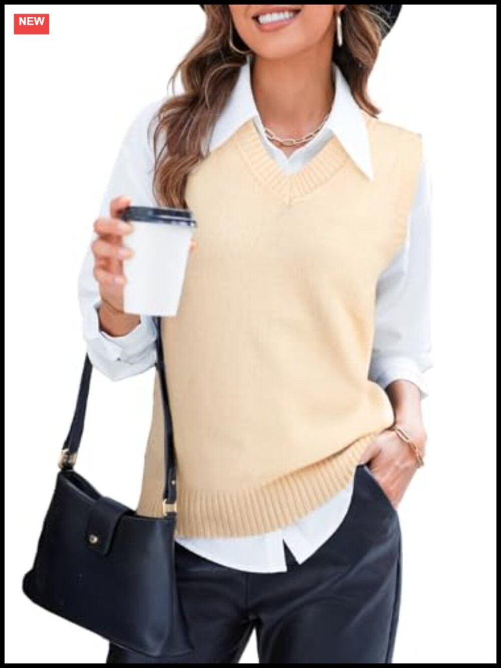Sleeveless V-Neck Sweater Vest Striped Knit Layer Academia Teacher Top